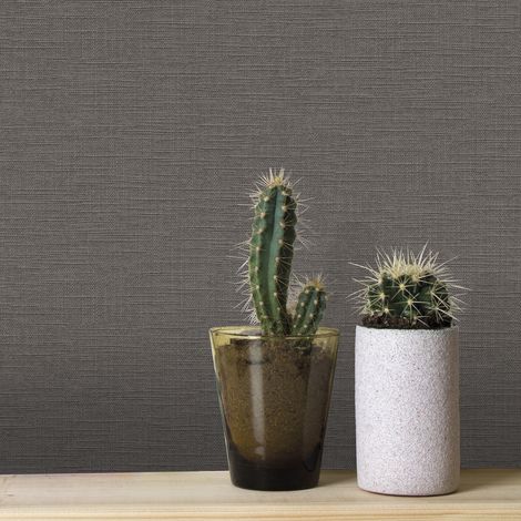 Papier peint intissé Yarn Double largeur 1005 x 104cm Gris brun