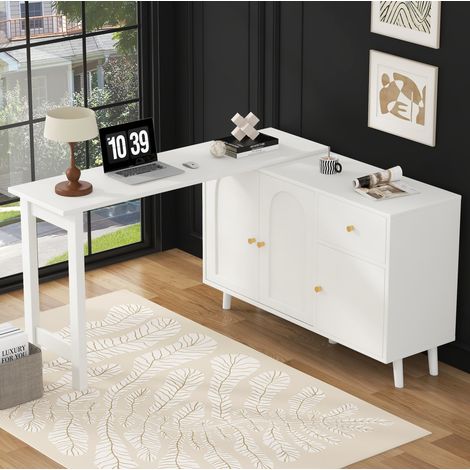Schreibtisch Sideboard 120 cm 360 drehbar Stauraum OKMYHOME (1/5)