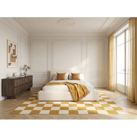 BOBOCHIC - Lit coffre MADELEINE tissu velours côtelé 180x200 Beige (1/5)