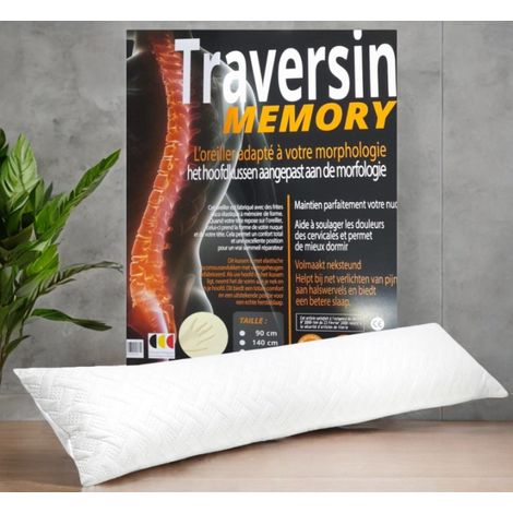 Bysommiflex – Traversin 140 cm ferme en mousse à mémoire de forme – Soutien optimal pour le dos et le cou – Housse matelassée premium