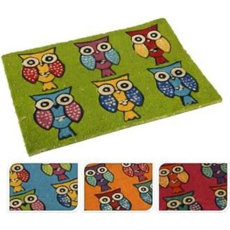 EXCELLENT felpudo coco buhos 40x60 , Felpudo de fibra de coco con diseño de búhos de 40 x 60 cm, un accesorio práctico y decorativo para colocar en la entrada del hogar. Su superfi