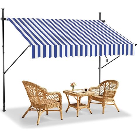 Froadp Store à pince Store rétractable Manuel Protection solaire Balcon Sans perçage Protection UV Résistant aux intempéries Hauteur réglable Store à bras articulé avec manivelle pour jardin terrasse