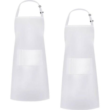 Lot de 2 Tablier de Cuisine Femme Homme,Chef Tablier Barbecue avec 2 Poches,Réglable Tabliers Serveur Restaurati TABLIER DE CUISINE (1/5)
