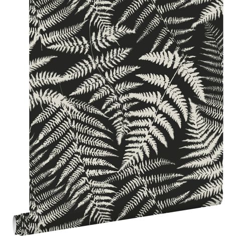 papier peint fougères noir et blanc - ESTAhome (1/5)
