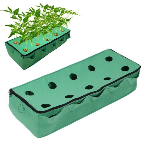 Bolsa rectangular de fieltro verde para plantar, 96 x 38 x 25 cm. (1/5)