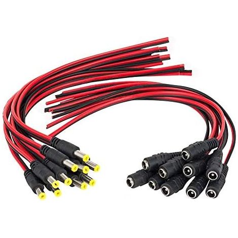 Cable Dc - Connecteur 2.1x5.5 Mm - 12 V 5 A - Pour Moniteur Vidéo Caméra Cctv Bande Led - 10 Paires (1/5)