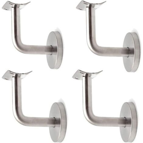 Support De Main Courante, Support De Main Courante En Acier Inoxydable, Fixation De Main Courante, Pour Support Mural De Rampe En Bois Avec Rosace De Couverture (4 Pièces) (1/4)