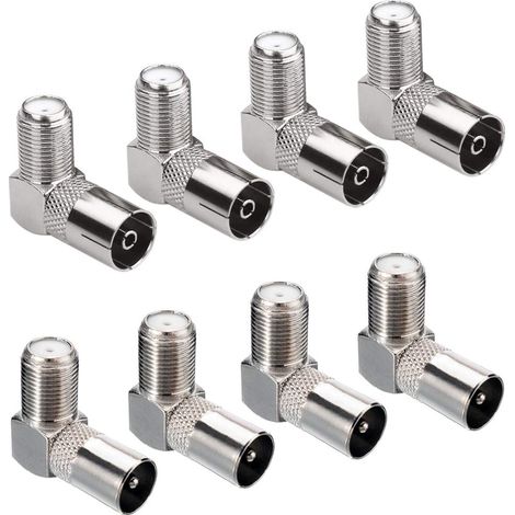 8 Pièces Connecteur, Adaptateur Coaxial, Type F vers PAL, 90 Degrés, Pour Antenne Satellite, TV Murale