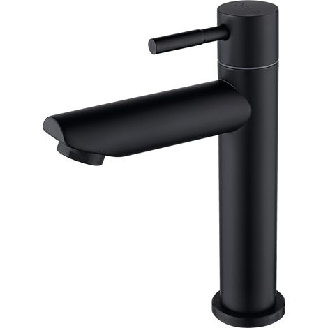 Robinet de salle de bain noir en acier inoxydable, mitigeur de lavabo facile à poser, usage domestique, pour lavabo de salle d'eau (1/5)