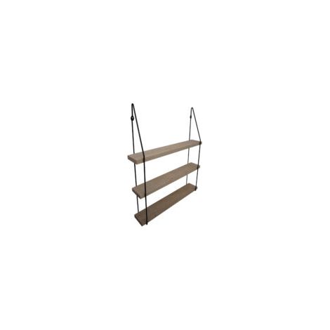 Étagère murale triple chêne 60 x 10 avec supports métal noir