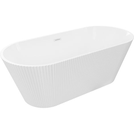 Mexen Yara freistehende geriffelte Badewanne 170 x 75 cm, weiß, weißer Überlauf - 52861707500-20 (1/5)