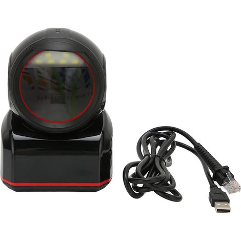 Lecteur de codes-barres USB 2D/1D omnidirectionnel, LED rouge 617 nm, pour écrans de téléphone et d'ordinateur (noir). (1/5)
