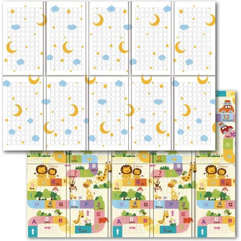 Tappeto Pieghevole per Bambini Doppia Grafica Luna Safari per Cameretta
