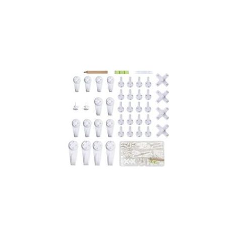 Crochets pour cadres photo sans perçage, blancs, à fixer au mur, crochets en plastique sans perçage pour suspendre cadres photo et cache-cadres, lot de 43 pièces (1/4)