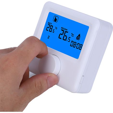 Thermostat intelligent sans fil programmable hebdomadaire HY06RF, écran bleu, pour chauffage électrique 16 A (1/5)