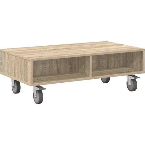Maison Exclusive - Tavolino con Ruote Rovere Sonoma 90 x 50 x 30 cm