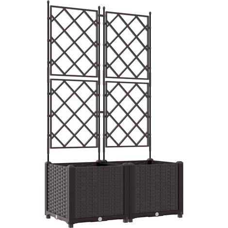 Lot de 2 cache-pots de jardin 80 x 40 x 143 cm durables style moderne en acier marron (1/5)