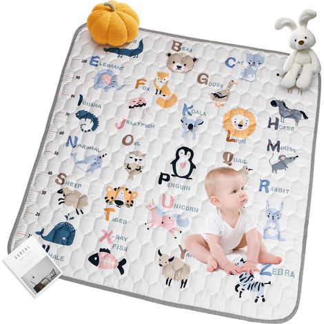 Tapis Bébé, Tapis d’Activités Bébé 110x110cm, Tapis Éveil Bébé Rembourré, Tapis Motricité Bébé Antidérapant, Doux et Lavable, Tapis Enfant pour Intérieur/Extérieur, Idéal pour les Premiers Pas (1/5)