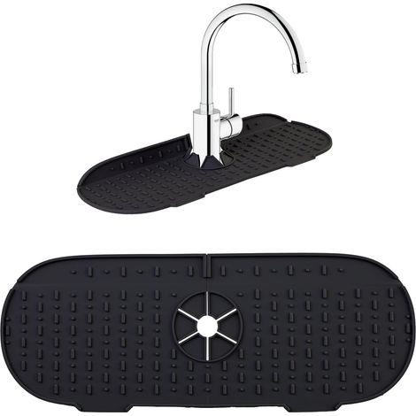 Silikon-Wasserhahnmatte, Spritzschutz für Küchenspülen, Wasserhahnmatte für Badezimmer, Arbeitsplattenschutz – Schwarz (1/5)