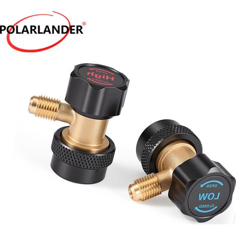 Raccord rapide réglable R134a pour le chargement de réfrigérant de climatisation automobile haute et basse pression, filetage extérieur évasé 1/4 pouce (1/5)