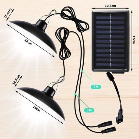 Double Tête Lampe Solaire 120W 4 Mode Suspension IP65 éTanche 2windeal® Lustre extérieur avec Capteur de Mouvement (1/4)