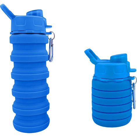 Bouteille À Eau Pliable - En Silicone Alimentaire Sans BPA - Étanche Avec Bouchon À Vis Double Jointure - Pour Voyage Sport Extérieur - 500 ml (1/5)