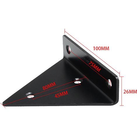 Ensemble de 2 supports muraux triangulaires noirs pour étagère de salon ou chambre à coucher (1/4)
