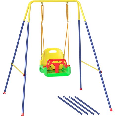 Altalena da Giardino per Bambini Trasformabile 3 in 1 Telaio in Metallo Verde (1/5)