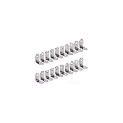 Escuadra de ángulo recto de acero inoxidable de 90 grados, soporte de esquina en forma de L, soporte de fijación, color plata, 20 piezas, 30 x 30 x 16 mm (1/4)
