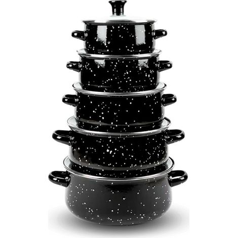 Ensemble 10 pieces marmites et cocottes de cuisine avec couvercle en verre Herzberg HG04128