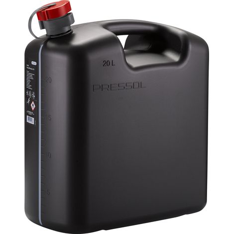 Pressol – Jerrican d'essence 20 l – Matériau HDPE – Fenêtre de vision et échelle – Tuyau flexible avec ventilation intégrée