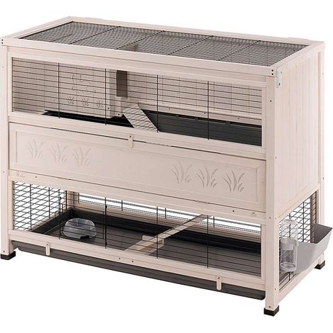 Ferplast Spaziosa Conigliera da Interno COTTAGE LARGE in Legno FSC, Struttura a due Piani, Accessori inclusi (1/4)