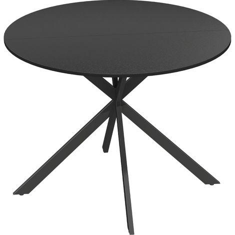 Runder schwarzer Esstisch im Industrial-Stil mit Stahlbeinen, Ø 100 cm (1/4)