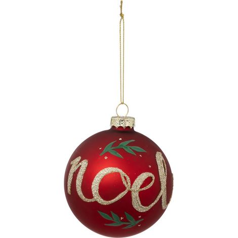 Weihnachtskugel Weihnachten rotes Blatt aus Glas 90mm - Feeric lights & christmas