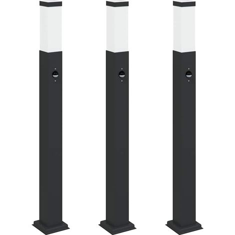 Balizas luminosas con sensor, 3 unidades, 80 cm, color negro, IP44 vidaXL