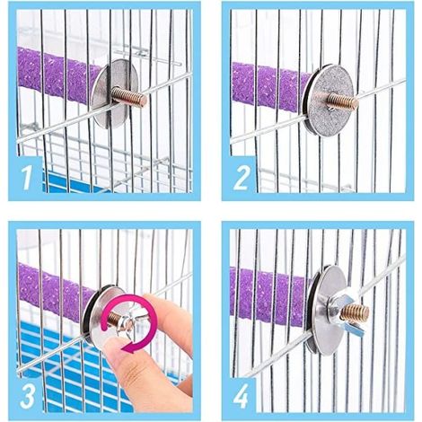 Perchoir en bois naturel pour perruches – 6 pièces, perchoir à poncer pour oiseaux, barreau en bois pour petits et moyens oiseaux, accessoire de cage (1/4)