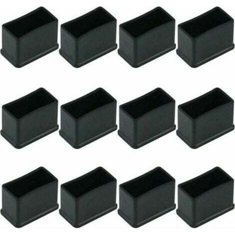Lot de 12 Embouts de Protection Rectangulaires en Feutre de Caoutchouc pour Pieds de Table ou de Chaise - Noir, 15 x 30 mm. (1/4)