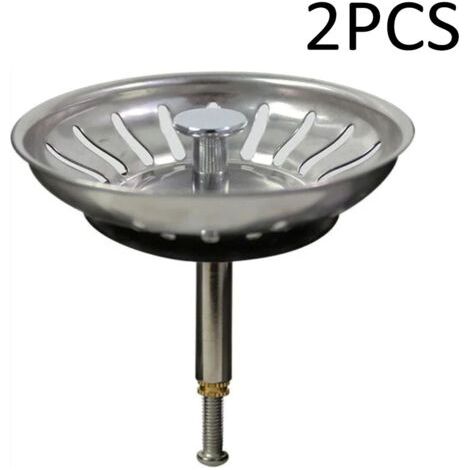 FENOPLASTICAPanier Pour Bonde d'Évier de Cuisine Avec goupille réglable - Crépine Universelle Acier Inoxydable, Bouchon Panier Pop-Up - Lavable Lave-vaisselle, Ne se Bouche & Ne Déborde Pas (Lot de 2) (1/5)
