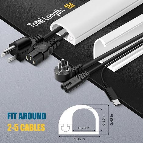 Wall Cable Duct 1 m x 27 mm Electric Cable for 2 to 5 Cords  Flame Retardant Cable TV Wall Mount Flexible Silicone Wire Cover for Home, Office and Home (1/4)