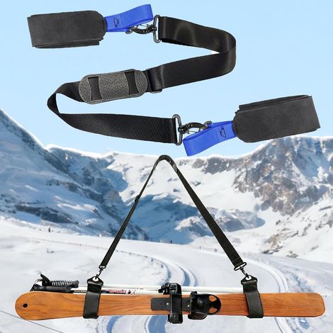 Bandoulière Sangle de Transport pour Ski et Baton Réglable,Attaché Porte-Skis,Courroie de Portage pour Snowboard (1/5)