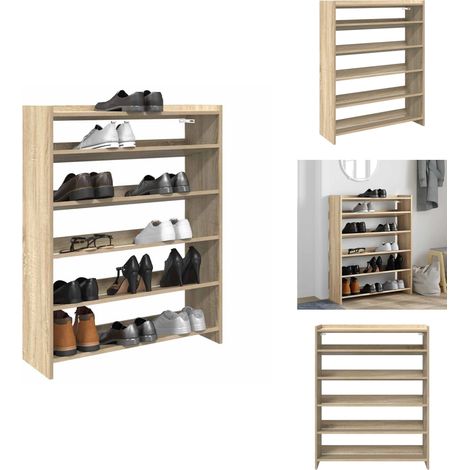Schuhregal Sonoma-Eiche 80x25x100 cm Holzwerkstoff - Schuhregal - Schuhregale - Schuhschrank - Schuhe Aufbewahrung (1/5)