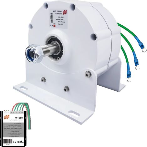Générateur éolien, sortie de 500W, design durable, 1 arbre avec base, 500W, 24V (1/2)