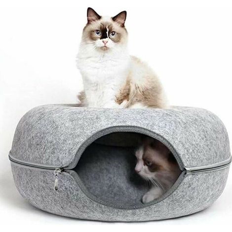 Tunnel Chat - Feutre - Forme Ronde - Pour Chats Lapins Chiots - Intérieur - 1 Pièce (1/4)