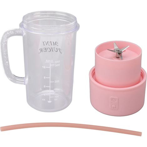 Mini gobelet mixeur rechargeable portable, presse-agrumes multifonction grande capacité rose pour étudiants et maison (1/5)