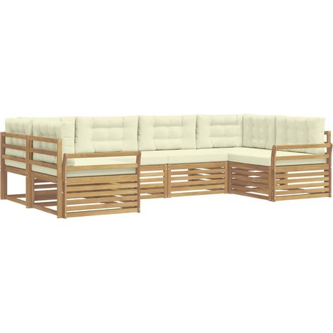 Outdoor Sofa Set 6 pcs White and Cream Solid Acacia Wood vidaXL (1/5)