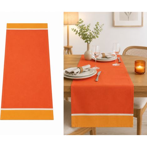 Chemin de table provençal ocre et rouille 40x150cm - 40x140cm - Orange