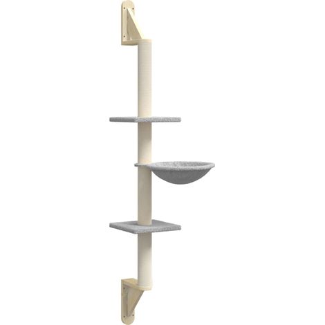 vidaXL Wall-mounted Cat Tree with Scratching Post Light Grey 142,5 cm (1/5)