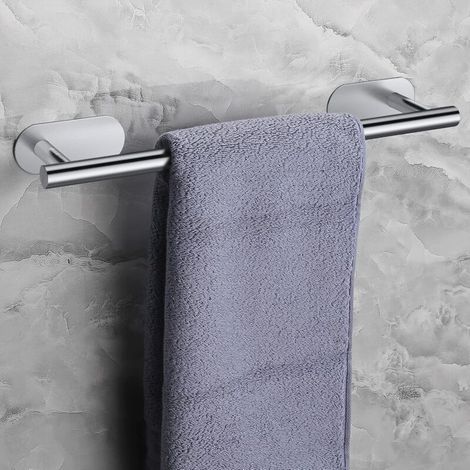 Porte-serviettes de salle de bain 43 cm Fixation murale Barre auto-adhésive en acier inoxydable Porte-serviettes de salle de bain Étanche Sans perçage pour cuisine-2 pièces (1/5)