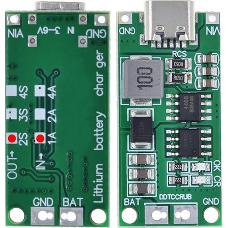 2pcs Multi-Cell 2S 3S 4S 4S Step-Up Boost LiPo Polymère Li-ion Carte de charge USB-C à 8.4V 12.6V 16.8V (2S 1A) 7.4V 11.1V 14.8V 18650 Module d’amplification de batterie au lithium Type C (1/5)