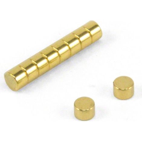 N42 Magnet Neodimio Placcato In Oro Per Terapia Magnetica E Sollievo Dal Dolore - 3mm Dia x 2mm Di Spessore - Confezione Di 10